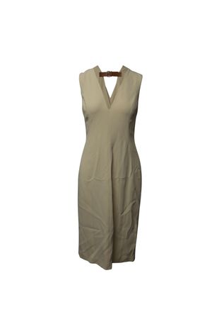 Alexander Wang Back Belt V-neck Sleeveless Midi Dress in Cream Viscose