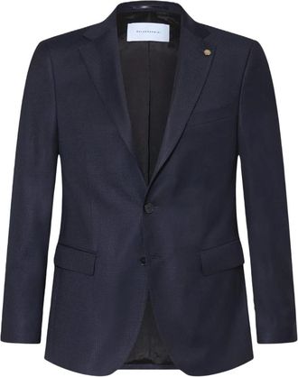 Baldessarini Fijn Geruite Jas - Heren - Business blazers - Blauw - L - Wol - Kostuums