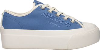 Jimmy Choo London Blue Fabric Low Top Womens Sneakers