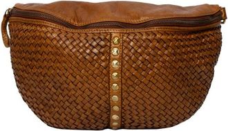 Re:designed Re:designed, Tassen, Dames, Beige, ONE Size, Leer, Gevlochten Voorkant Bumbag met Gouden Details