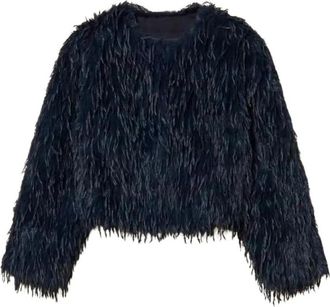 Twinset Actitude Faux Fur Jacket - Dames - Jassen - Blauw - XS - Jassen