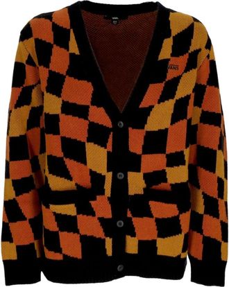 Vans Geruite Print Cardigan Trui Zwart/Gember - Dames - Vesten - Veelkleurig - Xs/S - Katoen - Truien & Vesten