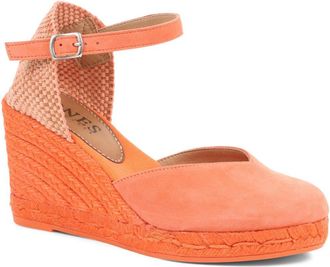 Jones Bootmaker Womens Arabella Wedge Sandals - Orange Leather - Size UK 3