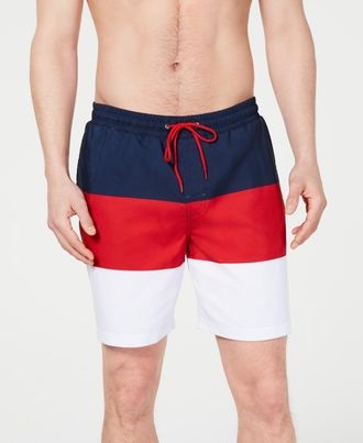 Club Room Mens Colorblocked Swim Trunks