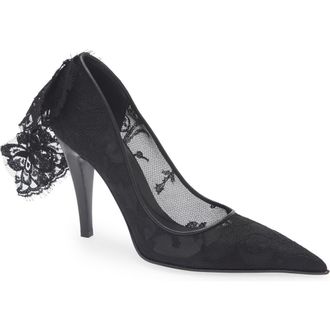 Alexander McQueen Drape Lace Pointed Toe Pump in Black at Nordstrom Rack, Size 6.5Us / 36.5Eu