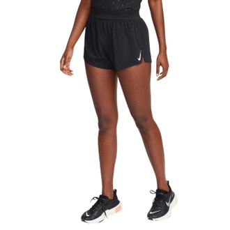 Nike Dames/Dames Aero Swift Geplooide Hardloopshort Mid Rise (Zwart)