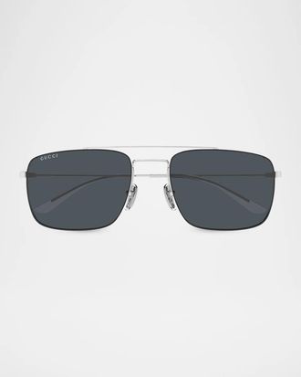 Gucci Men & apos;s GG2256SA Pure Light Metal Square Sunglasses