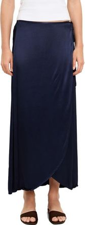 Michael Stars Diane Satin Wrap Midi Skirt in Nocturnal at Nordstrom, Size X-Small