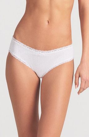 SKIMS Lightweight Stretch Cotton Pointelle Briefs in Snow at Nordstrom, Size X-Small