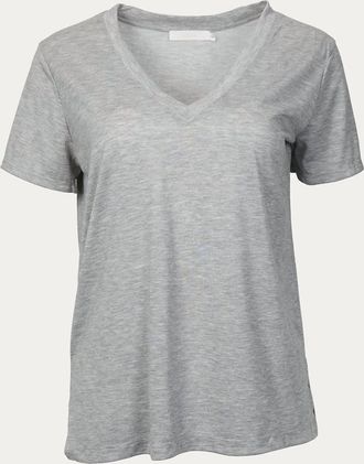 Lush V-Neck T-Shirt In Heather Grey