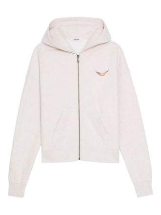 Zadig&Voltaire zip-front hoodie - women - Cotton/Recycled Polyester - M - Neutrals