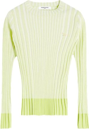 Maison Kitsun&eacute; striped logo knitwear - women - Cotton/Viscose/Polyester - S - Yellow