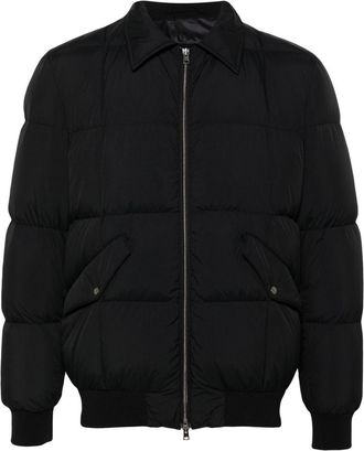 Herno logo-plaque jacket - men - Polyamide/Polyamide/Goose Down/Goose Feather - 50 - Black