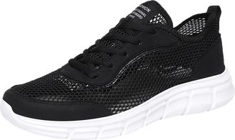 Generic Mens Flat Soled Mesh Trainers, Mens Lace Up Mesh Slip On Trainers, Minimalist Solid Colours Sneakers Versatile Lightweight Sneakers Classic Breathable