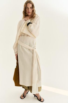 H&M Crochet-look Tunic Dress in Light Beige at Nordstrom, Size X-Large