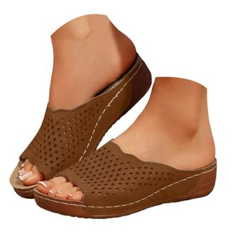 Generic Summer Wedges Shoes Women Slippers Bohemian Sandals Fashion Soft Breathable Insole And Non Slip Rubber Outsole Womens Sandals (Brown, 8.5)