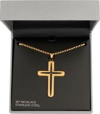 American Exchange Mens Cross Pendant Necklace in Gold/Black at Nordstrom Rack