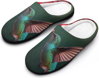 Generic Hummingbirds Flying Fashion Cotton Slippers for Women Memory Foam House Slippers Non-Slip House Bedroom Shoes