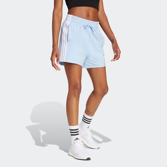 adidas Shorts ADIDAS SPORTSWEAR W 3S SJ SHO, Damen, Gr. M, N-Gr, blau (glow blau, wei&szlig;), Obermaterial: 93% Baumwolle, 7% Elasthan, Hosen Shorts