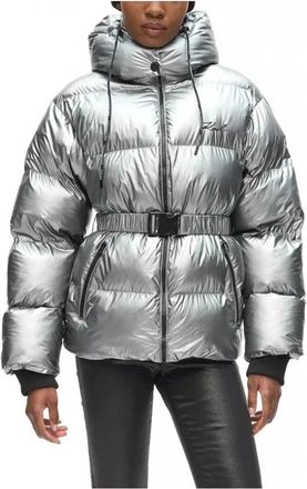 Karl Lagerfeld Metallic Puffer Jacket - Dames - Winterjassen - Grijs - L - Polyester - Jassen