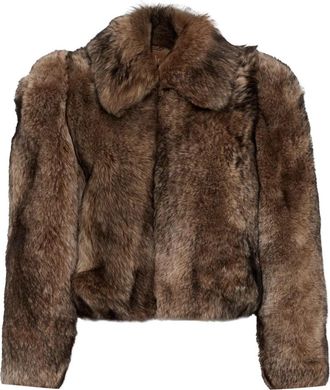 Chlo&eacute; Leren jas met teddy voering - Dames - Jassen - Bruin - S - Leer - Jassen