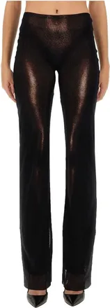 Jean Paul Gaultier Broeken, Dames, Zwart, S, Mesh Straight Trouser Body Dust