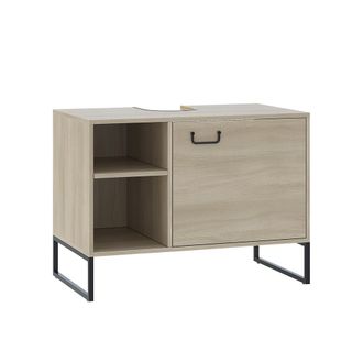 Vicco Mueble Bajo Lavabo Vionna, Roble/negro, 80 X 60 Cm Con 2 Compartimentos Abiertos, Vicco