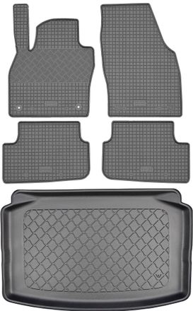 OEM Volkswagen Polo Vi 2g Aw Hatchback (5 Puertas) Desde 10.2017 Set - Alfombrillas De Goma Para Coche + Alfombrilla Para Maletero