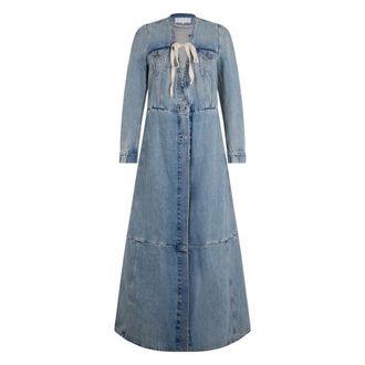 Maison Margiela Shirt Dresses, female, Blue, Size: S Denim Maxi Coat