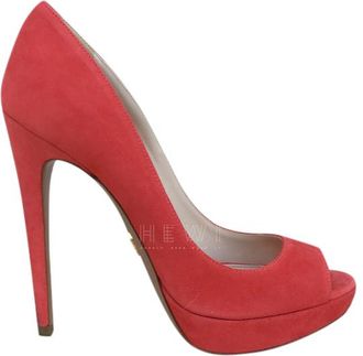 Prada Suede Peep-Toe Pumps Size 36.5