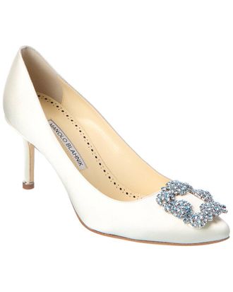 Manolo Blahnik Hangisi Satin & Leather Pump