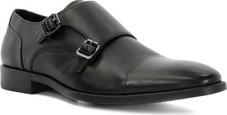 Dune London Mens SATCHIN Wide Fit Double Strap Monk Shoes Size UK 9 Flat Heel Derby Shoes Black
