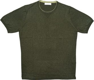 Ferrante Groene korte mouw jersey met contrastbies - Heren - T-shirts - Groen - L - Katoen - Tops