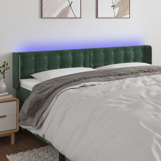 vidaXL Cabecero Con Led De Terciopelo Verde Oscuro 183x16x78/88 Cm Vidaxl