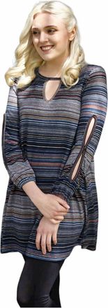 Papillon Multi Stripe Open Sleeve Dress In Blue