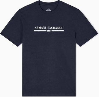 A|X Armani Exchange Mens Center Text Logo Tee T-Shirt, deep Navy, XXL
