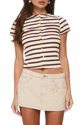 Princess Polly Daisee Low Rise Denim Miniskort in Cream at Nordstrom, Size 12