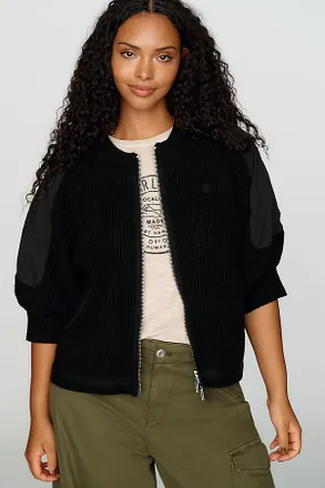 Pilcro Cotton Wool Blend Zip Up Cardigan