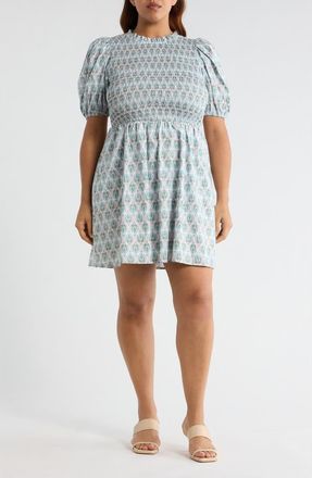Sugarlips Pilar Gale Smocked Minidress in White-Pastels at Nordstrom, Size 2X