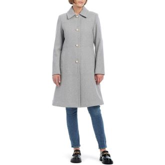 Kate Spade New York imitation pearl button wool blend coat in Heather Grey at Nordstrom, Size Medium