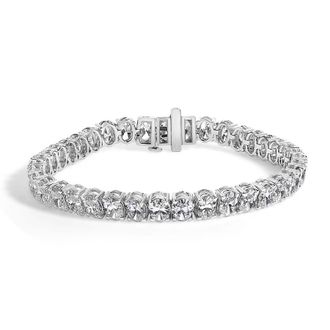 House of Brilliance IGI Certified 14K White Gold 15.0 Cttw Oval Cut Lab Grown Diamond Tennis Bracelet