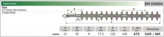 EGO Cuchilla Superior/inferior Ego Cortasetos Ht 5100e 039604