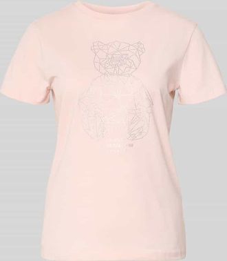 Guess T-Shirt mit Ziersteinbesatz und Rundhalsausschnitt in Hellrosa, Gr&ouml;&szlig;e XL