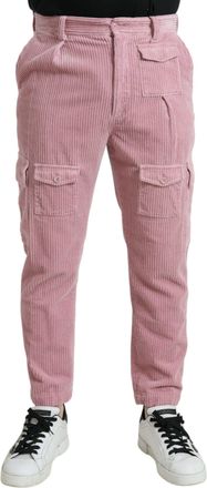 Dolce & Gabbana Mens Corduroy Cargo Pants Pink - Rose Gold Cotton - Size EU 48 (Mens)