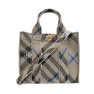 Burberry Tote Bags, female, Multicolor, Size: ONE SIZE Canvas Tote Bag with Geometric Pattern