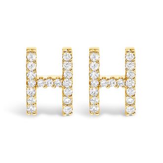 House of Brilliance 10K Gold 1/10 Cttw Diamond Initial A to Z Stud Earring