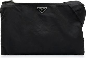 Prada Pre-owned Cross Body Bags, female, Black, Size: ONE SIZE Pre-owned Tessuto Zip Top Crossbody