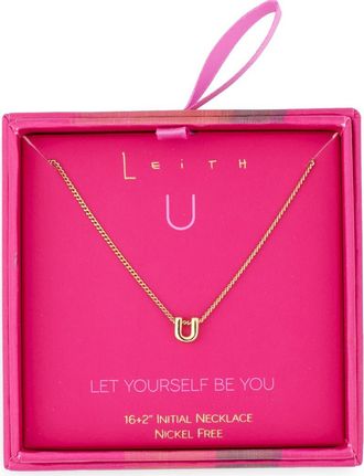 Leith Let Yourself Be You Bubble Initial Pendant Necklace in U- Gold at Nordstrom Rack