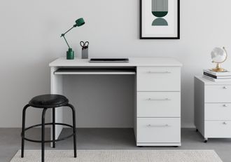 Möbel Vogl Schreibtisch »Tobi, optional mit Tastaturauszug,« mit 3 Schubkästen, Breite 115 cm, Made in Germany