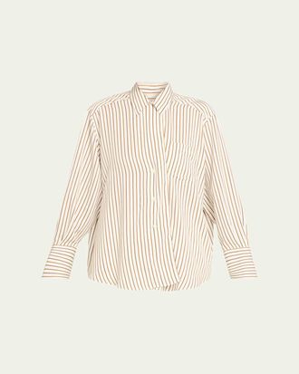 House of Dagmar Asymmetric Fluid Stripe Shirt